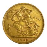 AN EDWARDIAN 22CT GOLD SOVEREIGN COIN, DATED 1903 With King Edward VII bust and George and Dragon to