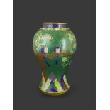 A Cloisonne Baluster Vase, early 19th century H: 31cm decorated on an unusual green ground, with a