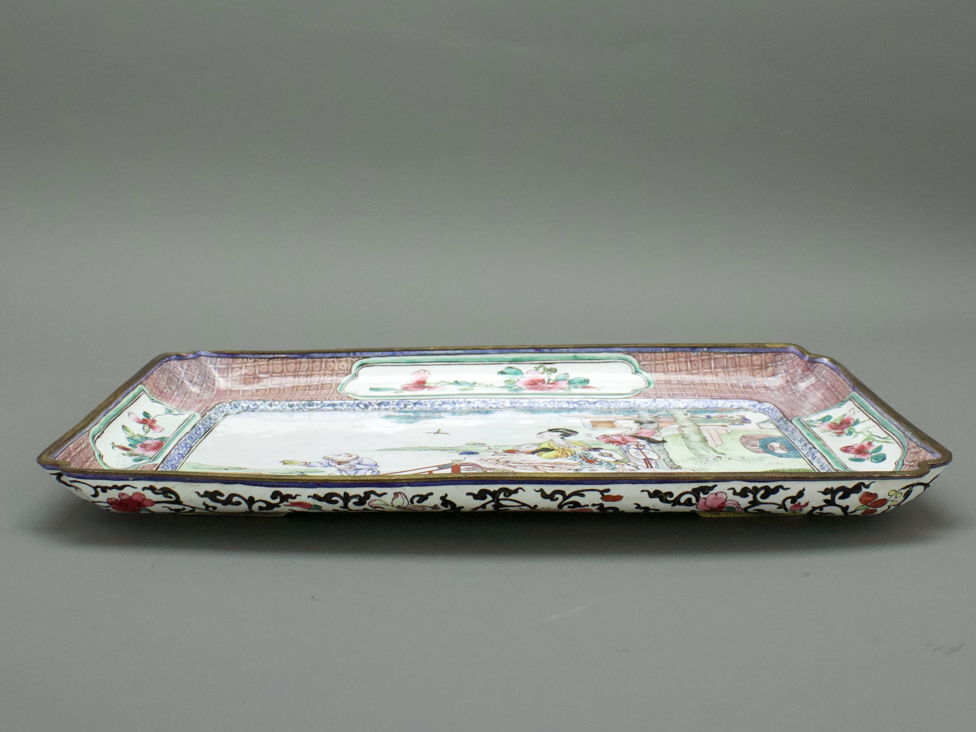 A Finely Decorated Canton Enamel Tray, Yongzheng L:26.7cm of rectangular form, the centre with a - Image 4 of 8