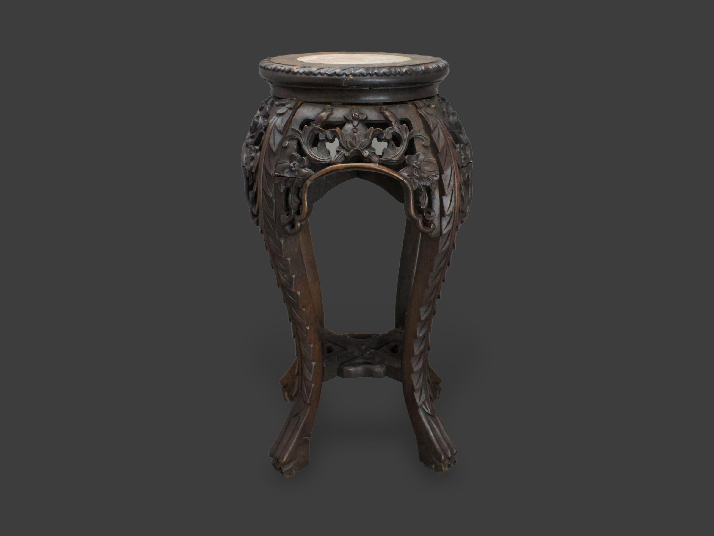 A Marble Topped Wood Stand,19th Century H:46cm of unusually small and slender baluster form, the