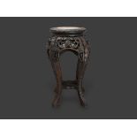 A Marble Topped Wood Stand,19th Century H:46cm of unusually small and slender baluster form, the