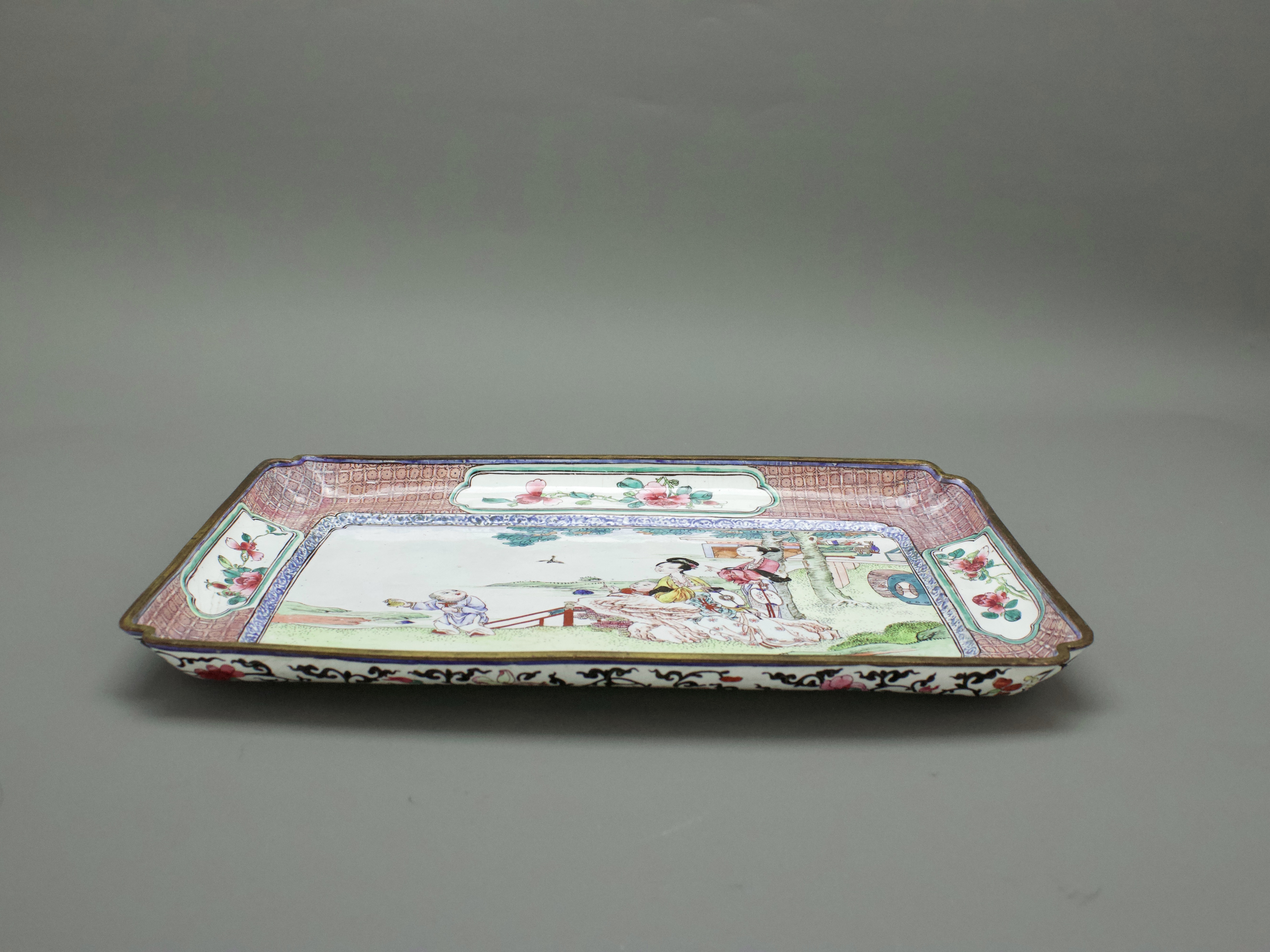 A Finely Decorated Canton Enamel Tray, Yongzheng L:26.7cm of rectangular form, the centre with a - Image 3 of 8