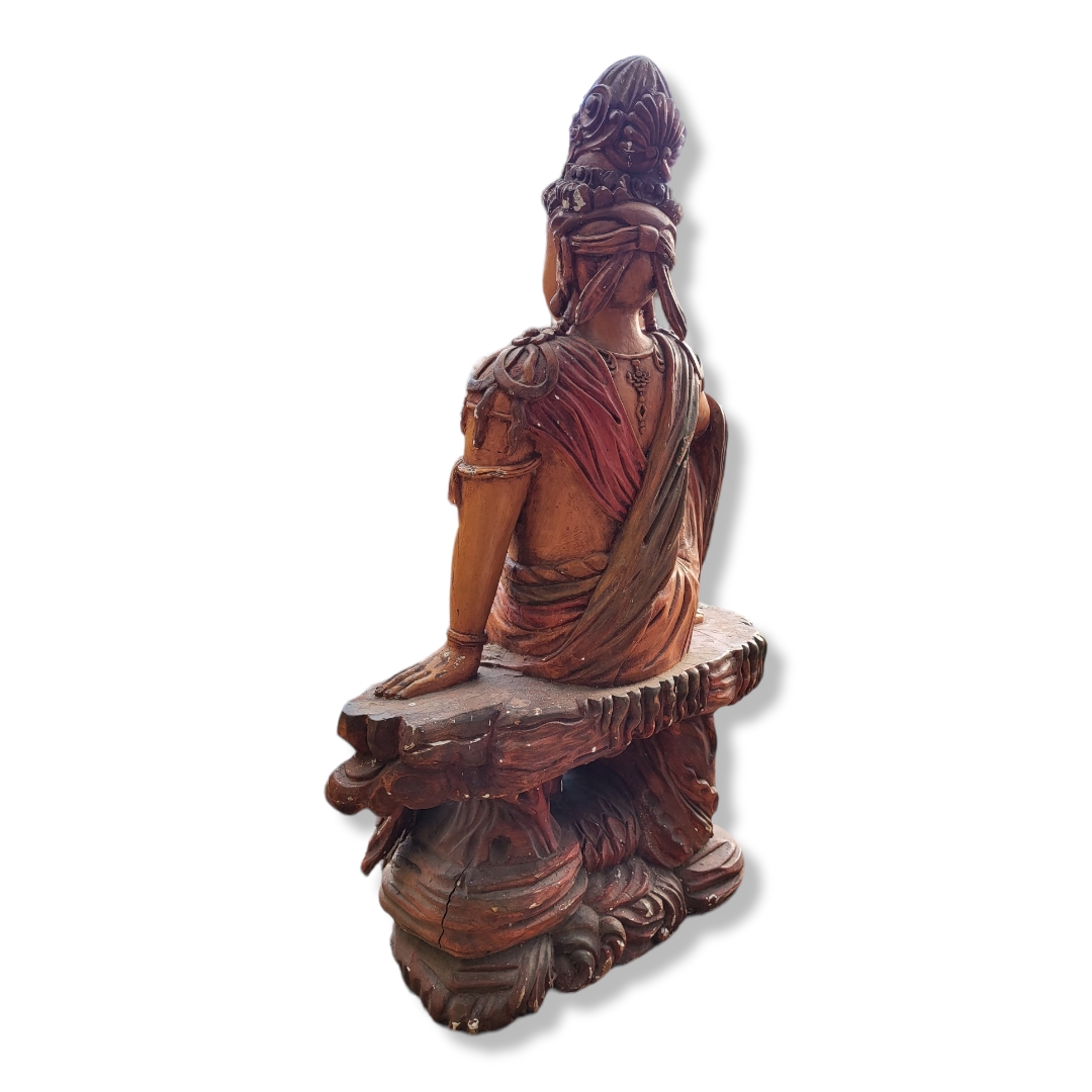 A Wood Figure of the 'Water Moon' Guanyin, Ming dynasty or later - Bild 7 aus 13