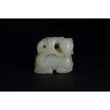 A good Pale Celadon Jade Ram, mid Qing dynasty W:4.2cm the softly polished stone of almost white