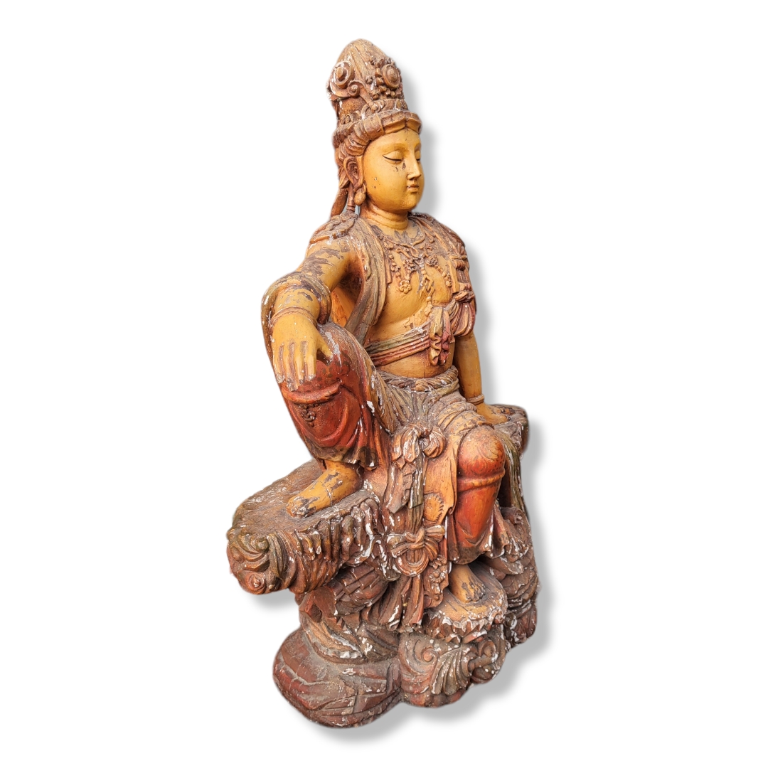 A Wood Figure of the 'Water Moon' Guanyin, Ming dynasty or later - Bild 11 aus 13