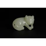A charming Pale Celadon Jade Cat, mid Qing dynasty W: 4.8cm carved from a stone of good even tone,