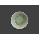 A Longquan Celadon Dish, Northern Song Dynasty W:19.3cm Carved under the translucent crackled