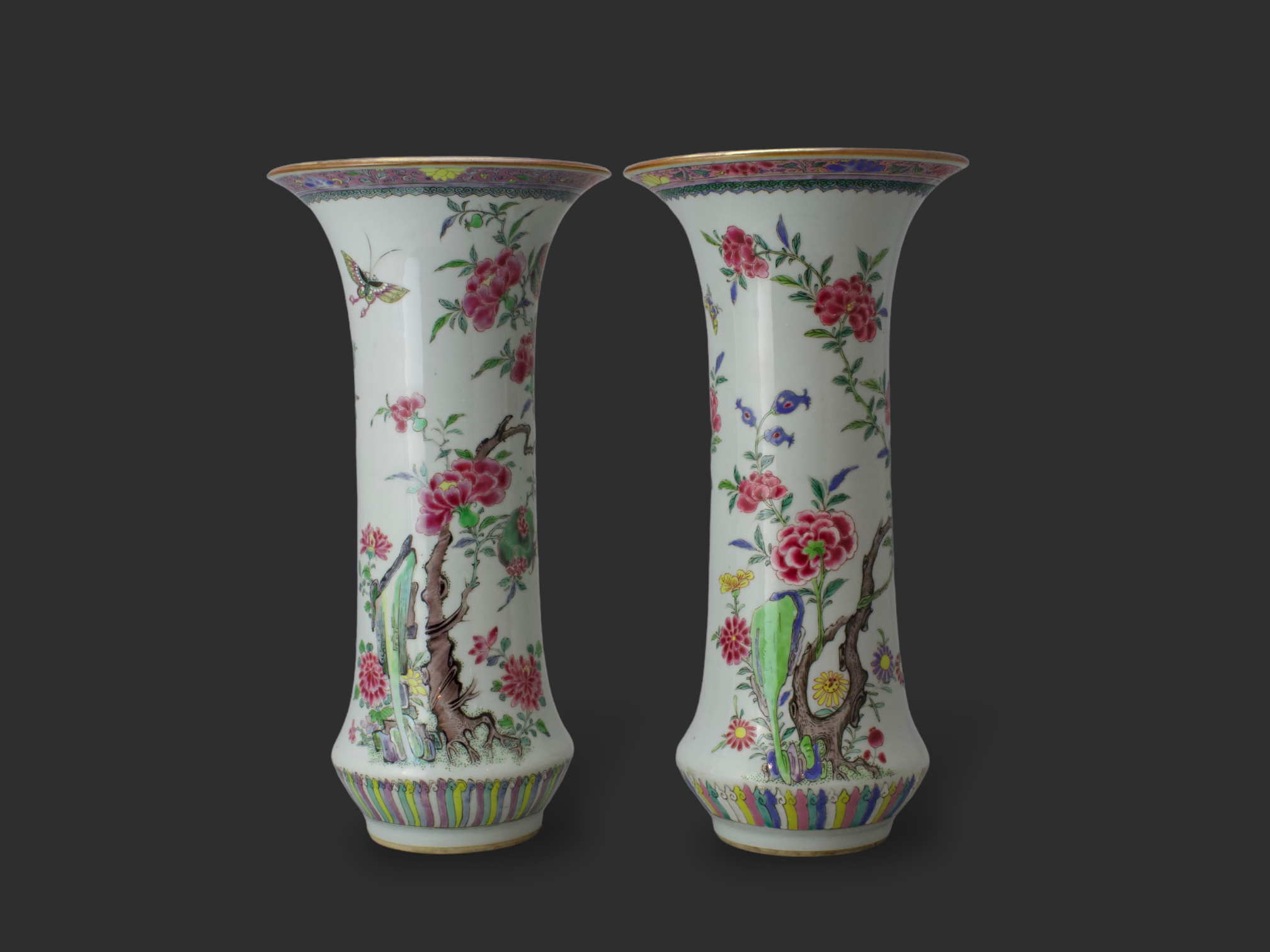 A Fine 'rose-verte' Three Vase Garniture, Yongzheng the jar H:46cm. overall comprising one - Image 10 of 12