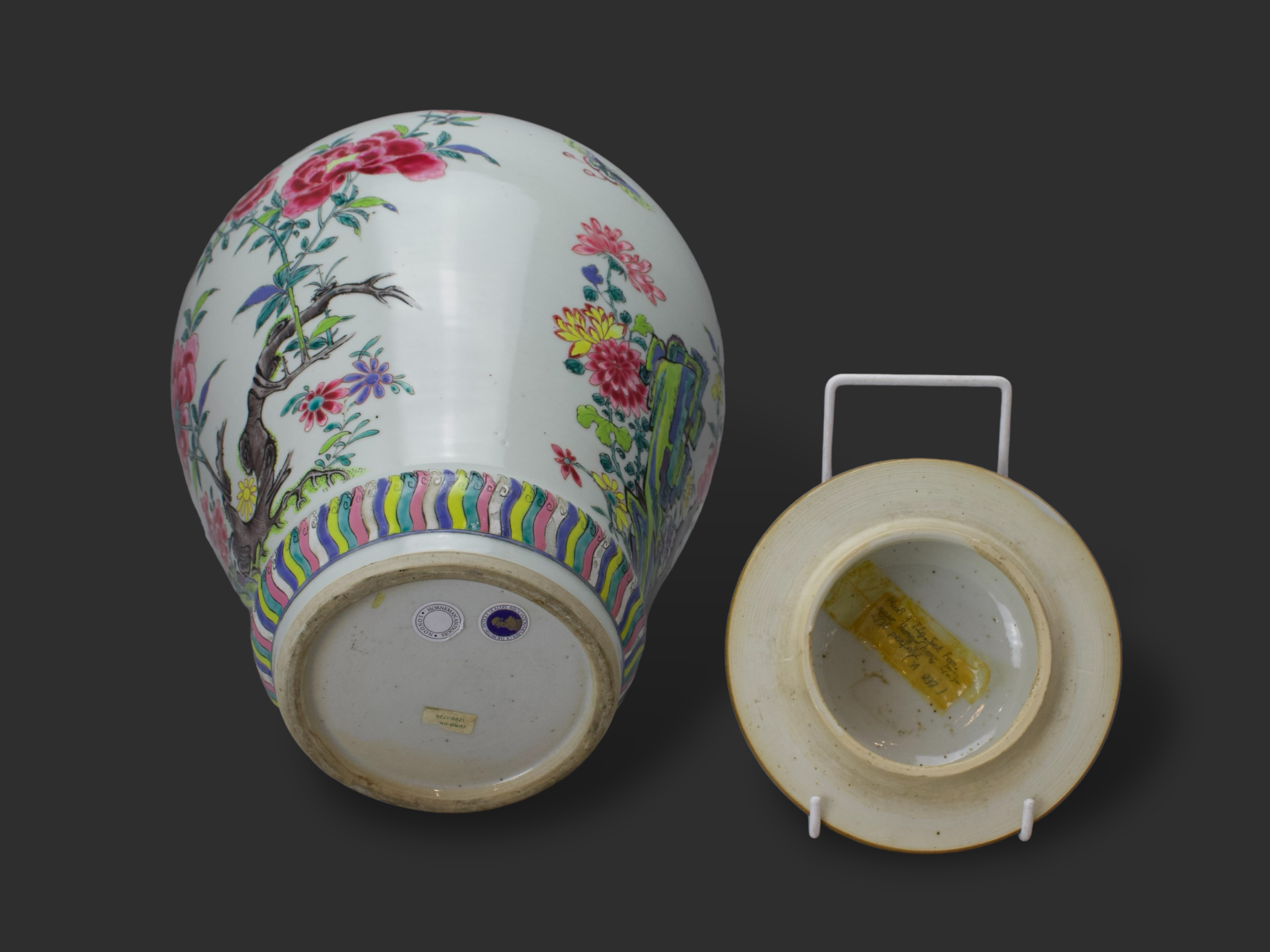 A Fine 'rose-verte' Three Vase Garniture, Yongzheng the jar H:46cm. overall comprising one - Image 7 of 12