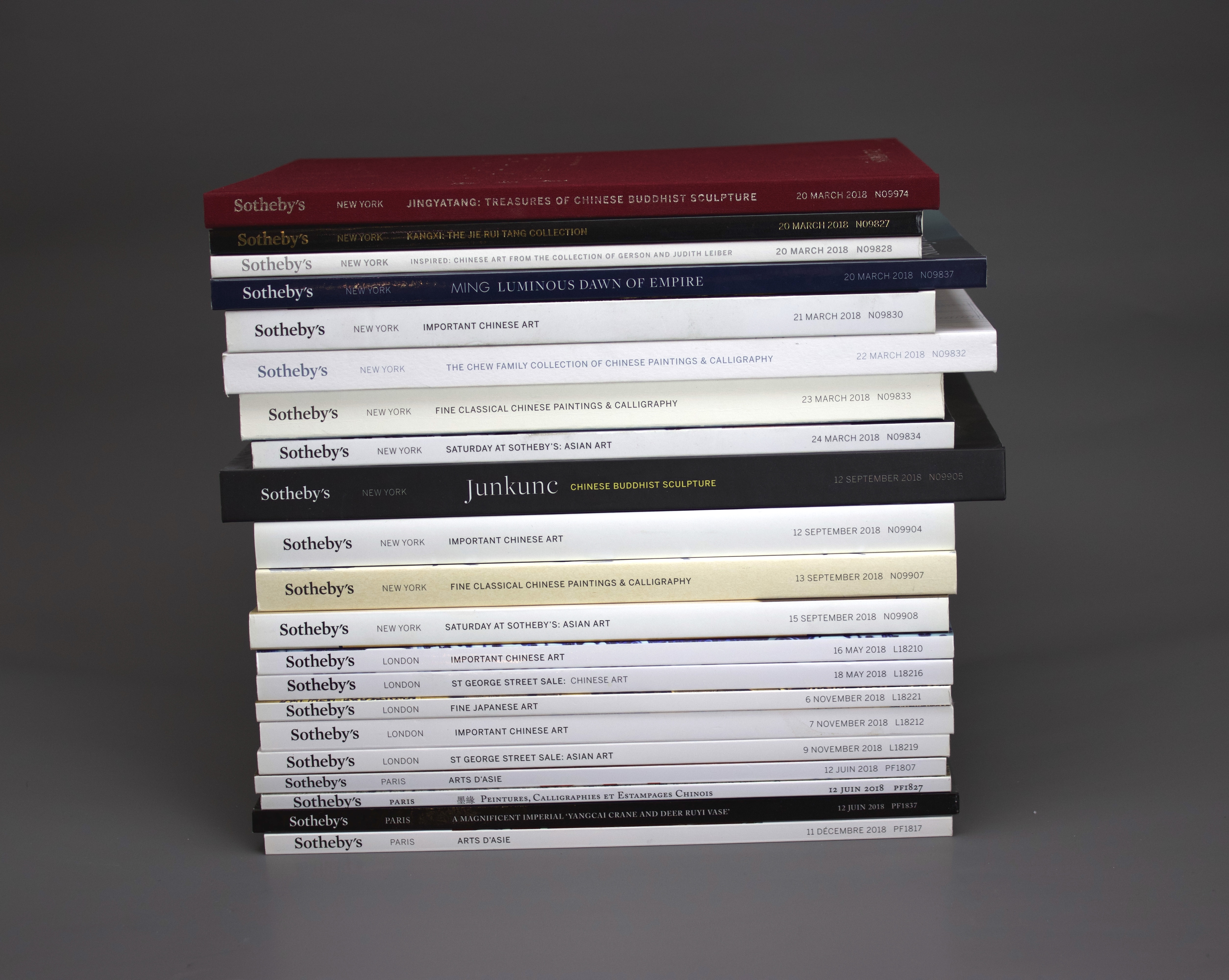 A selection of   Sotheby’s 2018 Chinese / Asian Art Auction  catalogues? This lot is offered without