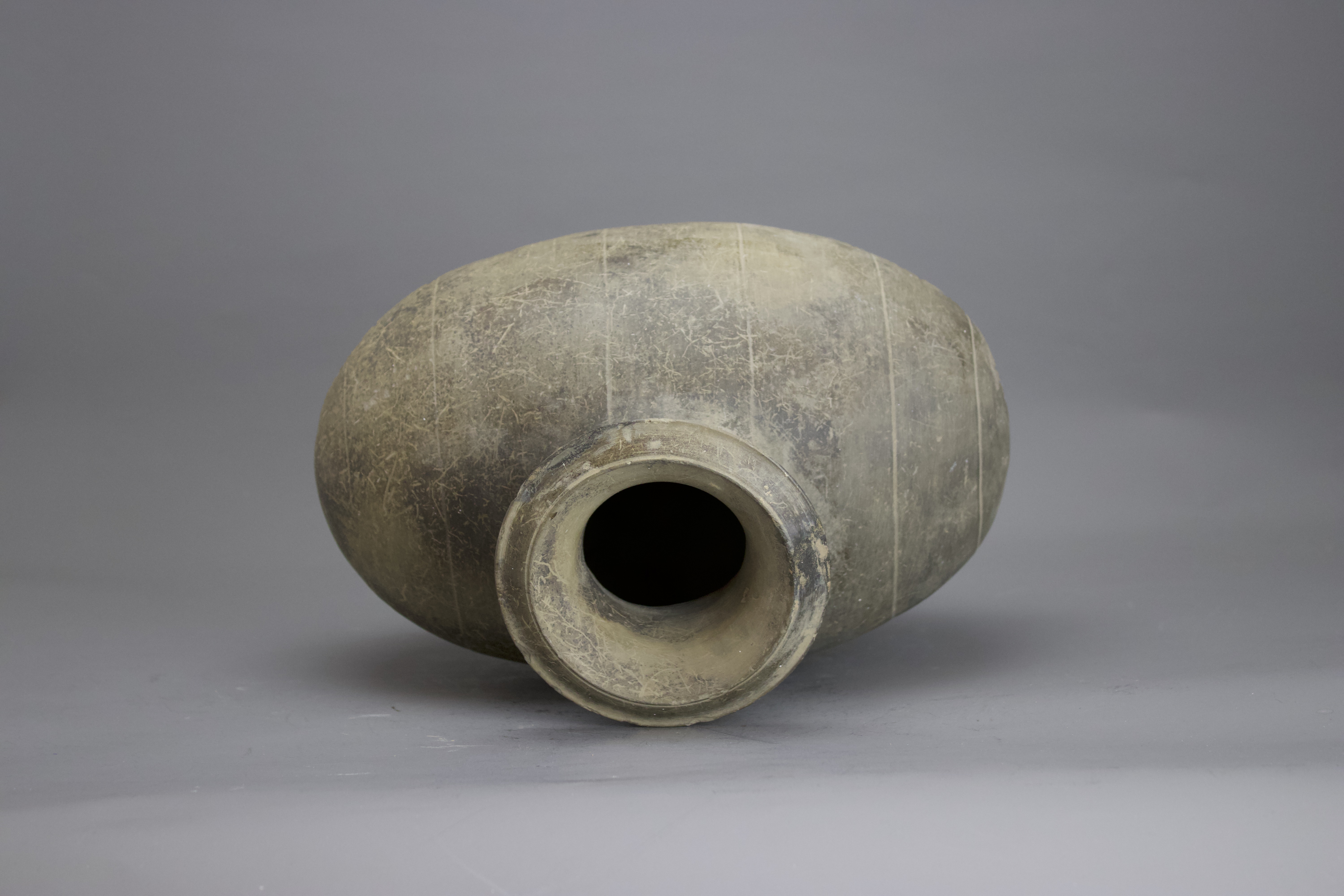 A grey pottery Cocoon Vase, Han dynasty, BC 206 - AD220L: 29 cms H: 25 cms PROPERTY FROM THE COLIN - Image 4 of 5