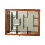 A CHINESE HARDWOOD WALL HANGING RECTANGULAR DISPLAY CABINET With carved shelves and mirror back. (