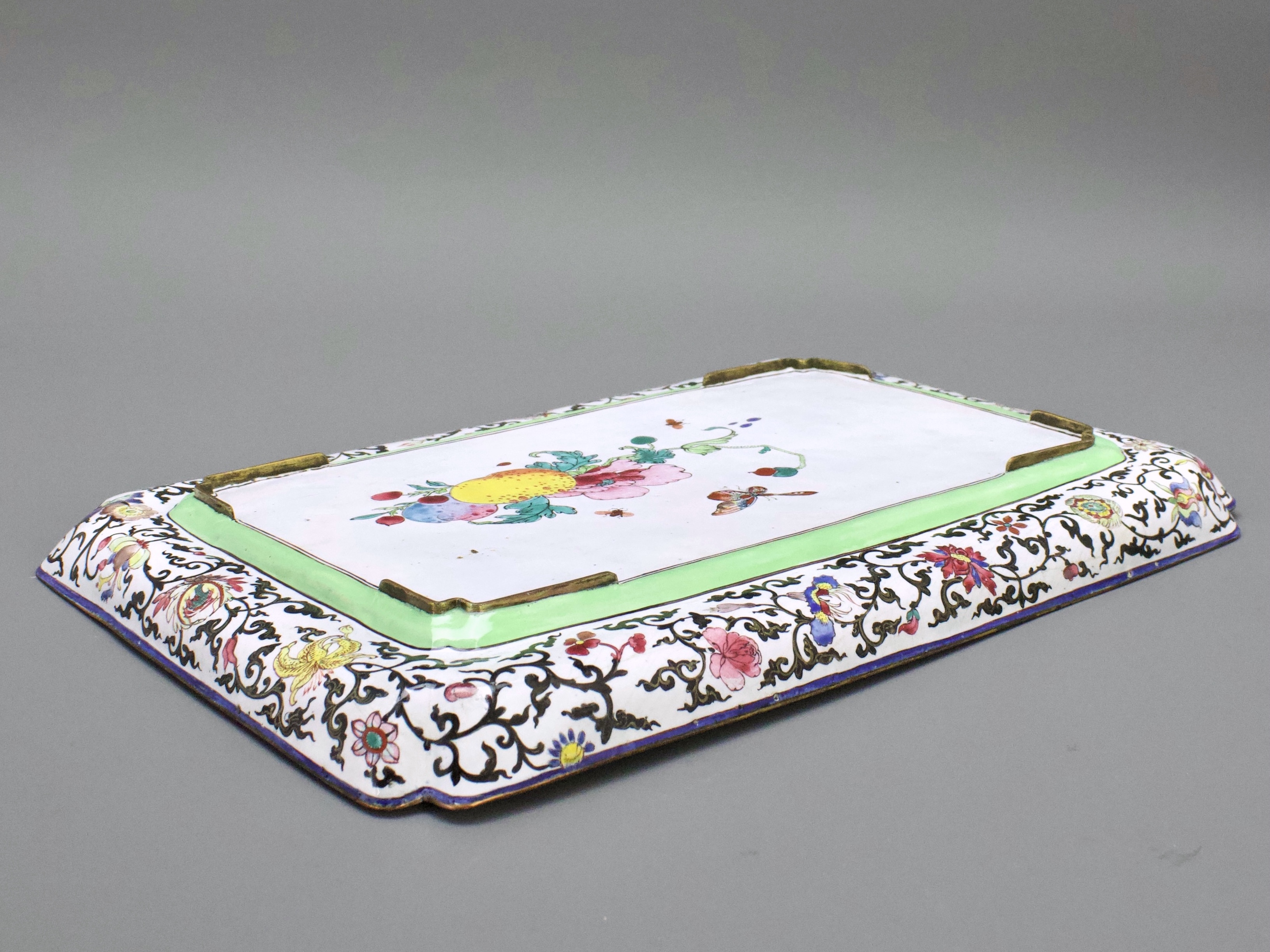 A Finely Decorated Canton Enamel Tray, Yongzheng L:26.7cm of rectangular form, the centre with a - Image 6 of 8