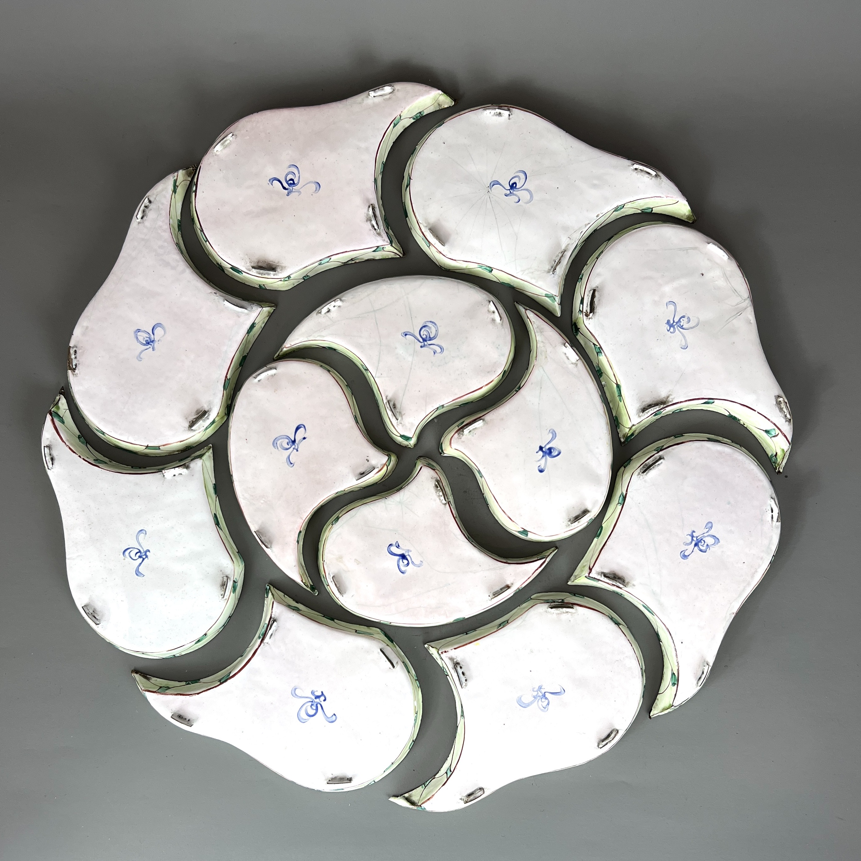 A Canton Enamel Supper Set, 18th century W:43cm of twelve shaped pieces, which join to make the - Image 3 of 7