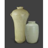 Two slip decorated Whiteware Vases, Ming dynasty the larger H:46cm the taller vase of meiping form