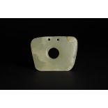 An Archaic Jade Plaque, fang bi, Hongshan culture W:6cm The clouded pale celadon stone plaque of