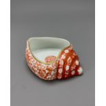 An iron-red painted Conch Form Brushwasher, Republic period L:14.5cm Well moulded in conch form,