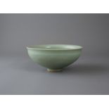 A Good Longquan Celadon Bowl, Southern Song dynasty the rounded sides rising from a neat unglazed