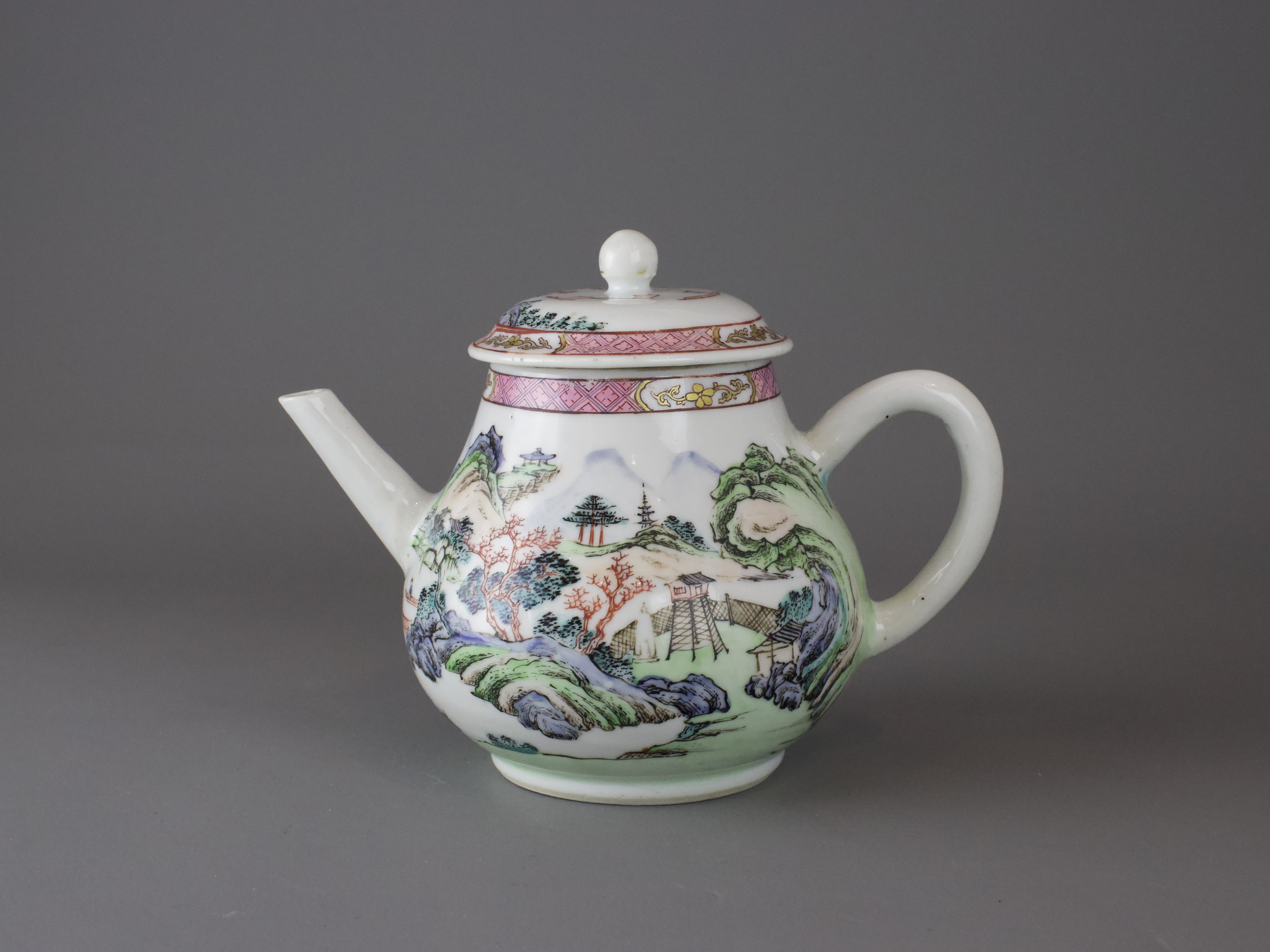 A Good 'famille rose ' Teapot and Cover, Yongzheng L:15.5cm FROM A PRIVATE OXFORDSHIRE COLLECTION