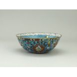 A Rare Cloisonne shallow Bowl, first half 16th century W:14.5cm the low rounded sides decorated with