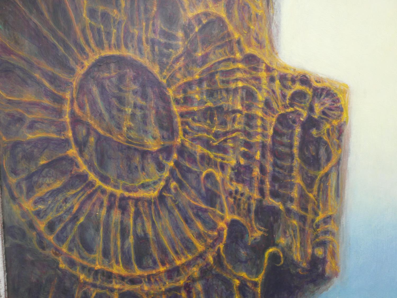 †ZDZISLAW BEKSINSKI, 1929 - 2005, POLISH, OIL ON FIBREBOARD Untitled surrealist apocalyptic - Image 3 of 12