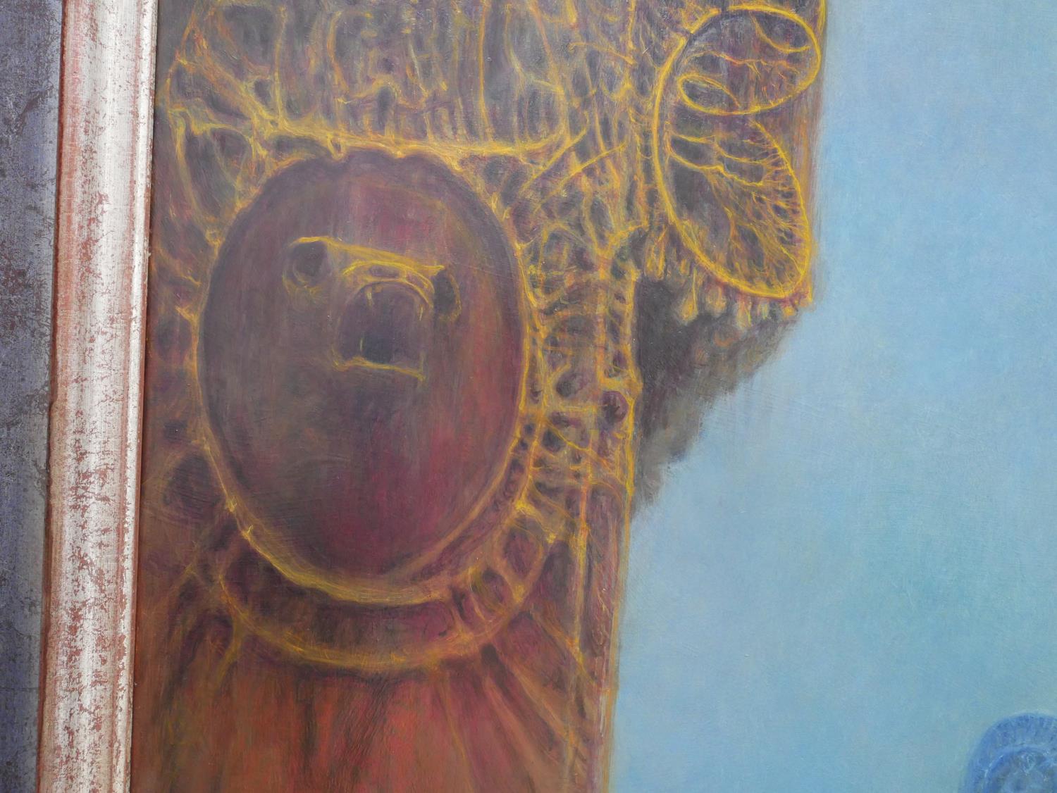 †ZDZISLAW BEKSINSKI, 1929 - 2005, POLISH, OIL ON FIBREBOARD Untitled surrealist apocalyptic - Image 10 of 12