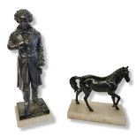 A MID 20TH CENTURY CONTINENTAL SPELTER BRONZED FIGURE, LUDWIG VON BEETHOVEN Raised on square