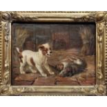 L. SAMPSON, A LATE VICTORIAN SCHOOL CANVAS LAID TO BOARD Study of a young dog and dead rat in a