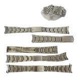 ROLEX, A COLLECTION OF VINTAGE STAINLESS STEEL WATCH BRACELETS Four Oyster design and one Jubilee,