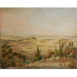 A MID 20TH CENTURY SOUTH AFRICAN SCHOOL OIL ON CANVAS Landscape, hills near Pretoria, indistinctly