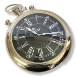 A 20TH CENTURY CHROME CASED NOVELTY WALL CLOCK FORMED AS A VICTORIAN POCKET WATCH Black and silvered