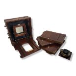 LANCASTER EURYSCOPE 7x5 WOODEN LARGE FORMAT PLATE CAMERA ground glass intact, black bellows in