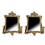 A PAIR OF 19TH CENTURY GILT FRAMED GIRONDELLE MIRRORS With carved and pierced frames holding two