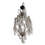 AN EARLY 20TH CENTURY VENETIAN STYLE GILDED METAL AND GLASS HANGING CEILING LIGHT/LANTERN Openwork