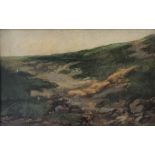 A 20TH CENTURY DUTCH OIL ON PAPER LAID TO BOARD, LANDSCAPE, RUSTIC MOORLAND Bearing label Arts