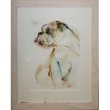 TWO VALERIE DAVIDE, 1938 - 2017, WATERCOLOURS Signed, Bulldog and duck. (w 60cm x h 78cm) Condition: