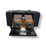 KODAK No.2 STEREO BROWNIE MODEL A. Burgundy bellows with angled corners, spirit level, for use