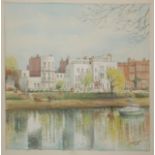 CHRIS RAYNES, THREE ORIGINAL MODERN BRITISH SCHOOL WATERCOLOURS The Thames at Kew, Hammersmith by