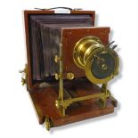 LANCASTER HYBRID TAILBOARD LARGE FORMAT WOODEN CAMERA. 1893 EXTRA SPECIAL PATENT HALF PLATE. Focus