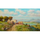 WALTER LUPO, ITALIAN, 20TH CENTURY OIL ON BOARD Titled ‘Carolari of Abuizzo’, landscape, signed. (