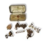 A COLLECTION OF VICTORIAN AND LATER 9CT GOLD AND YELLOW METAL JEWELLERY Comprising a 9ct gold and