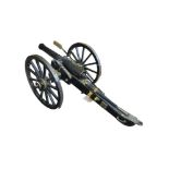 A SPANISH BRONZE SIGNALLING CANNON Tapering barrel on steel, mounts with ebonised steel wheels,