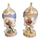 DRESDEN, A PAIR OF LATE 19TH CENTURY HARD PASTE PORCELAIN BONBONNIÈRE FORM LADIES’ DESK POTPOURRI