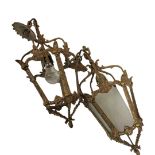 A PAIR OF FINE EARLY 20TH CENTURY FRENCH ROCOCO REVIVAL GILDED BRASS HALL LANTERNS Each having