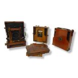 COLLECTION OF 3 QUARTER PLATE WOODEN CAMERAS including The Merveilleux and one other Lancaster.