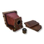J LANCASTER & SONS, BIRMINGHAM, c.1892 Instantograph half plate large format wooden plate camera,