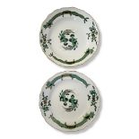 MEISSEN, A FINE MID 19TH CENTURY GREEN COURT DRAGON PATTERN PORCELAIN CABINET PLATES Each polychrome