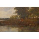 GEORGE VICAT COLE, 1833 - 1893, OIL ON CANVAS Riverside landscape, titled ‘Near Medmenham’, signed