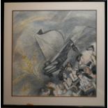 A MID 20TH CENTURY CONTINENTAL SCHOOL MIXED MEDIA WATERCOLOUR, PASTEL, PEN AND INK PIANO CONCERTO