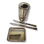 CHRISTOFLE, A VINTAGE FRENCH SILVER PLATED RECTANGULAR WINE BOTTLE HOLDER AND TRAY With fine